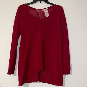 Women’s fuchsia pink philosophy V-neck tunic Chenille sweater medium